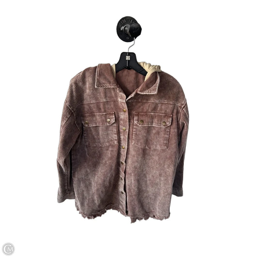 Jacket Shirt By Dokotoo In Brown & Cream, Size: M
