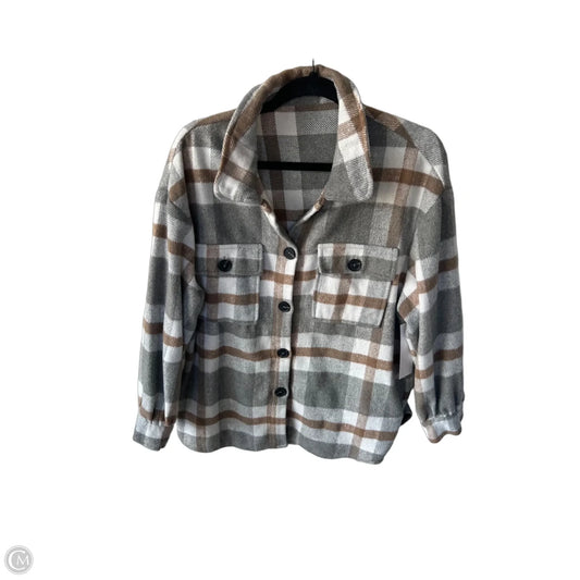 Jacket Shirt By Cme In Grey & Tan, Size: L