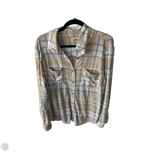 Top Long Sleeve By C And C In Blue & White, Size: L
