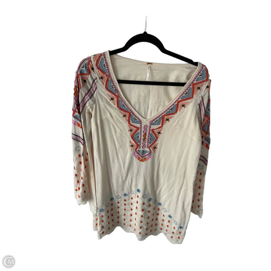 Dress Casual Short By Free People In Cream & Orange, Size: Xs