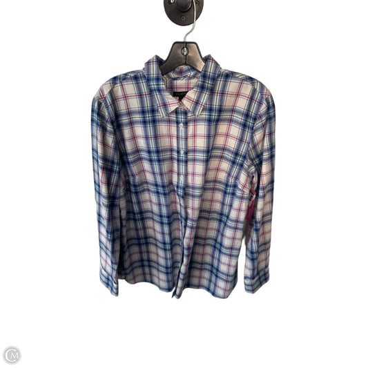 Top Long Sleeve By Talbots In Blue & Cream, Size: L