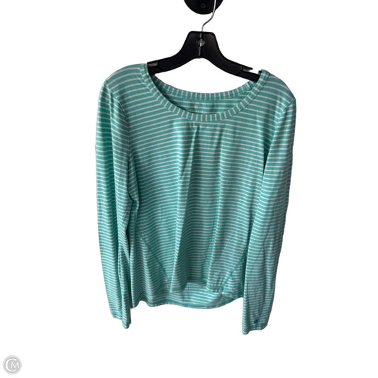 Top Long Sleeve By Talbots In Green & White, Size: L