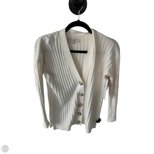 Sweater Cardigan By Loft In Cream, Size: Xs