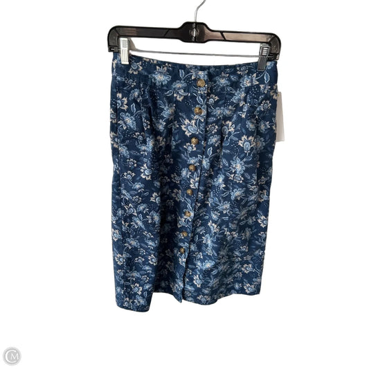 Skirt Midi By Loft In Blue & White, Size: 0p