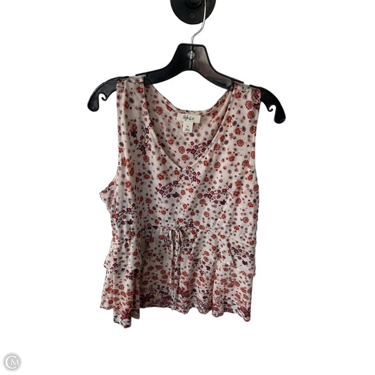 Top Sleeveless By Style And Company In Cream & Red, Size: Xl
