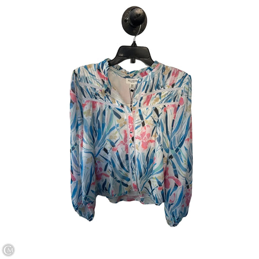 Top Long Sleeve By Allison In Blue & White, Size: Xl