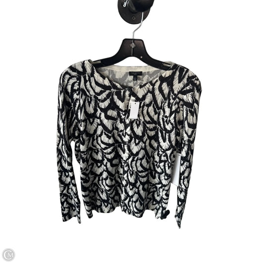 Sweater Cardigan By Talbots In Black & Cream, Size: Lp