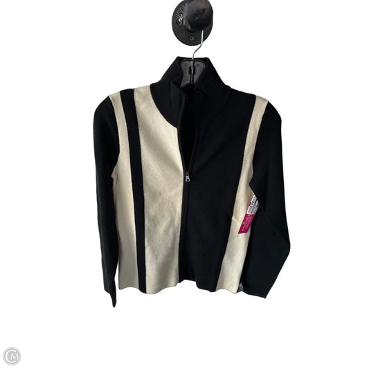 Sweater Cardigan By Banana Republic In Black & Cream, Size: S