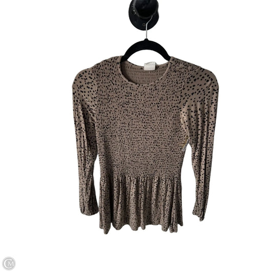 Top Long Sleeve By Good Hart In Black & Tan, Size: Xs