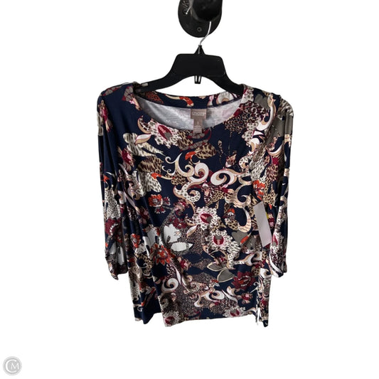 Top 3/4 Sleeve By Chicos In Blue & Cream, Size: M