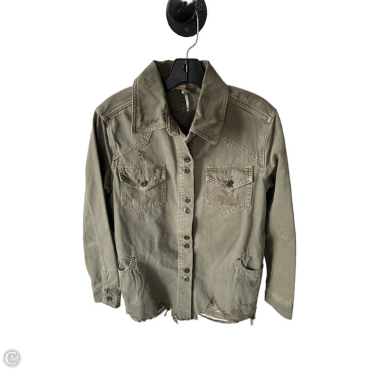 Jacket Shirt By Free People In Green Denim, Size: Xs