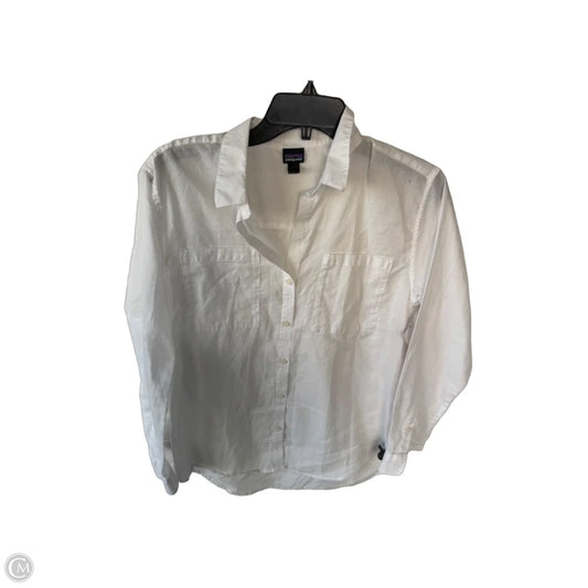 Top Long Sleeve By Patagonia In White, Size: S