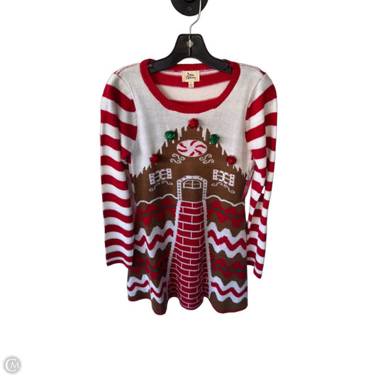 Dress Sweater By Clothes Mentor In Red & White, Size: L