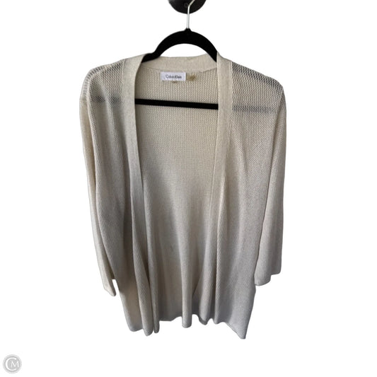 Sweater Cardigan By Calvin Klein In Beige, Size: 1x