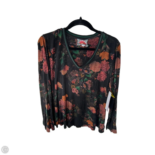 Top Long Sleeve Designer By Johnny Was In Black & Orange, Size: L