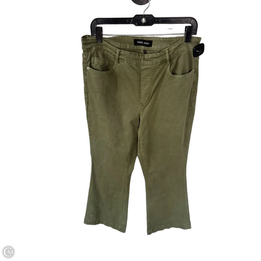 Jeans Flared By Tribal In Green Denim, Size: 12