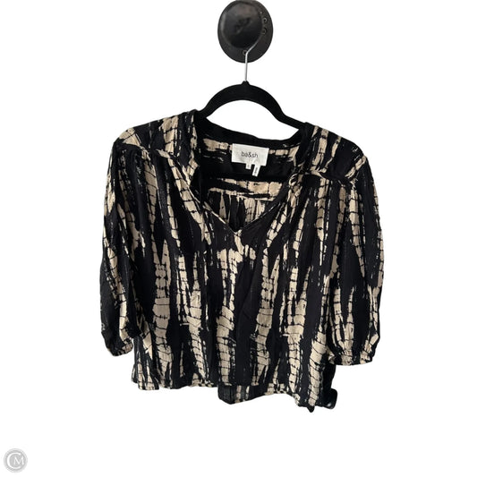 Top 3/4 Sleeve Designer By Ba&sh In Black & Tan, Size: S