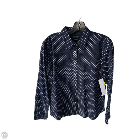 Top Long Sleeve By Ralph Lauren In Blue & White, Size: L