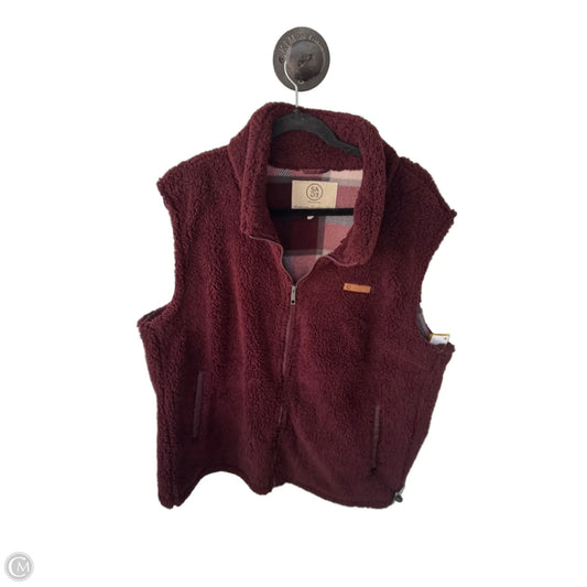 Vest Fleece By Sage In Maroon, Size: Xxl