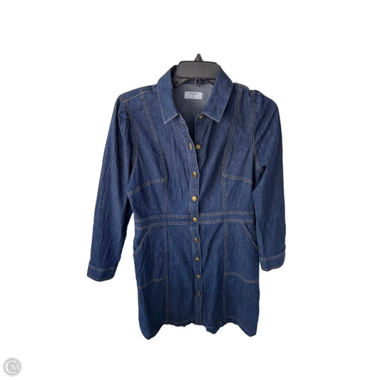 Dress Casual Midi By Cmc In Blue Denim, Size: M