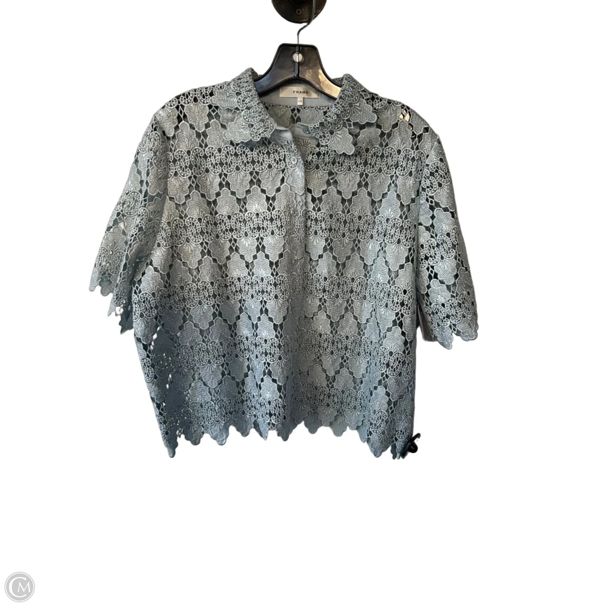 Top Short Sleeve By Frame In Blue, Size: L