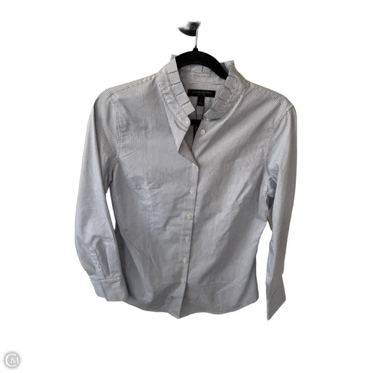 Top Long Sleeve By Banana Republic In Blue & White, Size: M