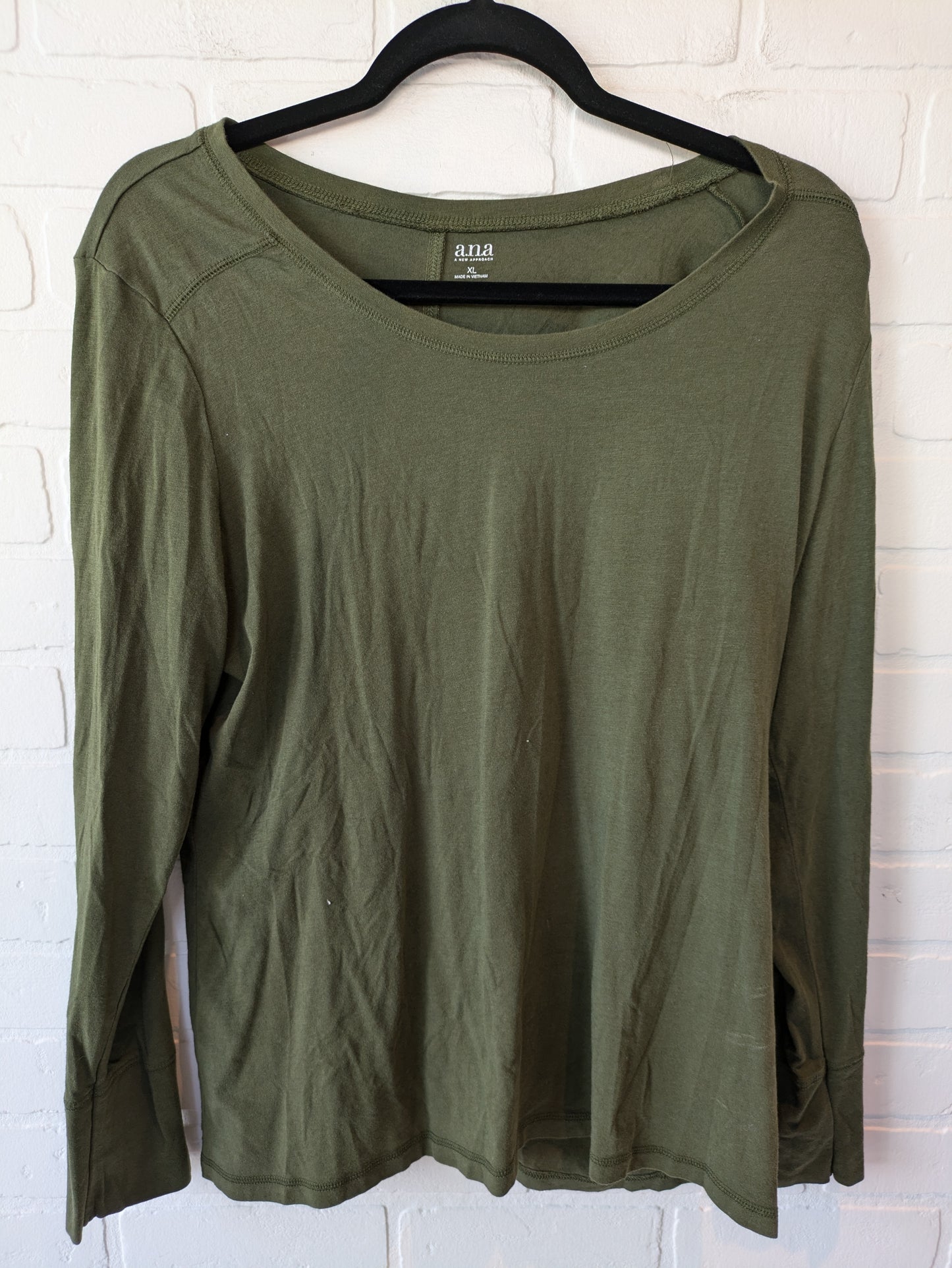 Top Long Sleeve Basic By Ana In Green, Size: Xl