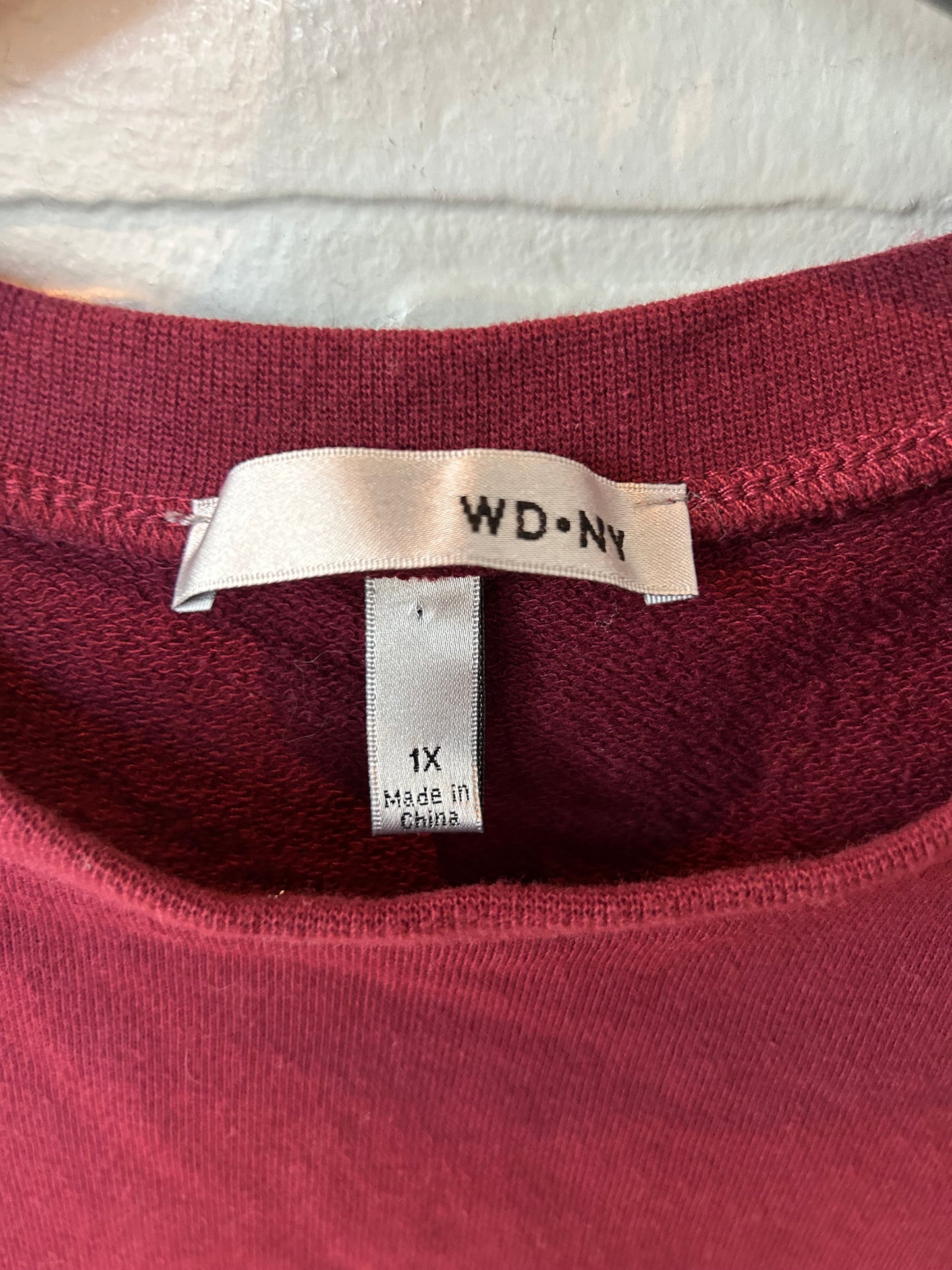 Top Long Sleeve By Wdny In Maroon, Size: 1x