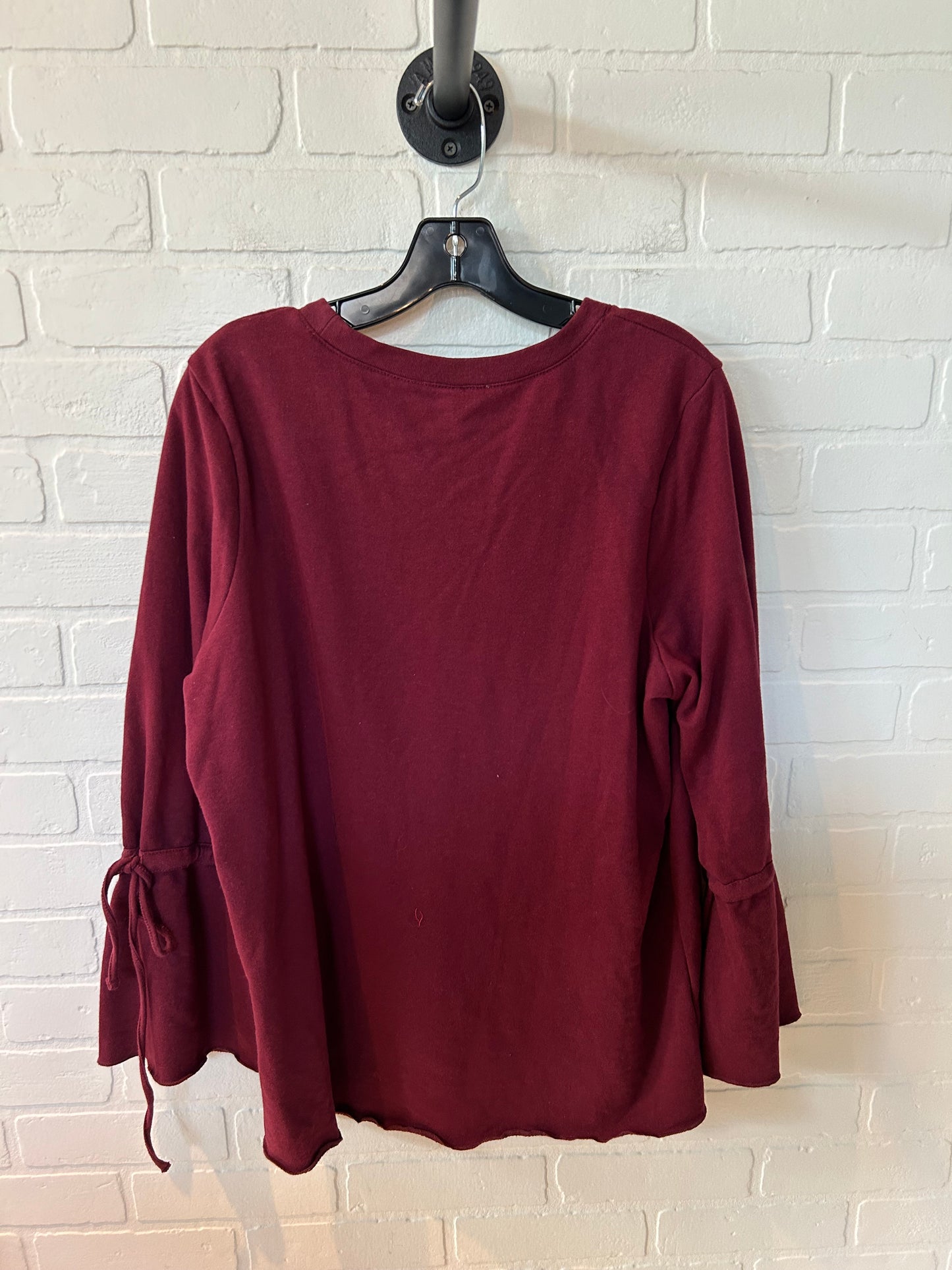 Top Long Sleeve By Wdny In Maroon, Size: 1x