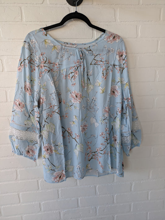 Blouse 3/4 Sleeve By Christopher And Banks  Size: Xl